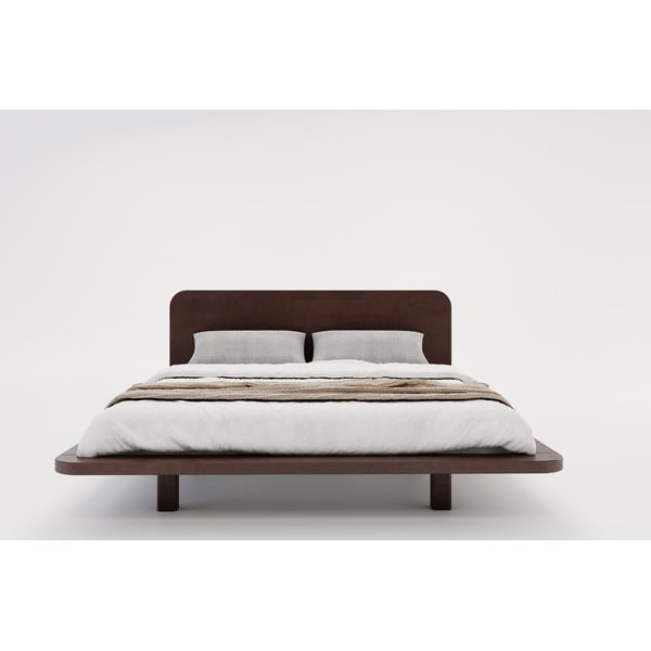 Tamno smeđi bračni krevet od bukovog drveta 200x200 cm Japandic - Skandica-image-3