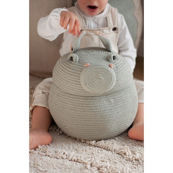 Svijetlo siva tekstilna dječja kutija za pohranu ø 25x30 cm Henry the Hippo – Lorena Canals-image-1