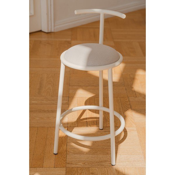 Bež metalna barska stolica (visine sjedala 68 cm) Hogo – noo.ma-image-1