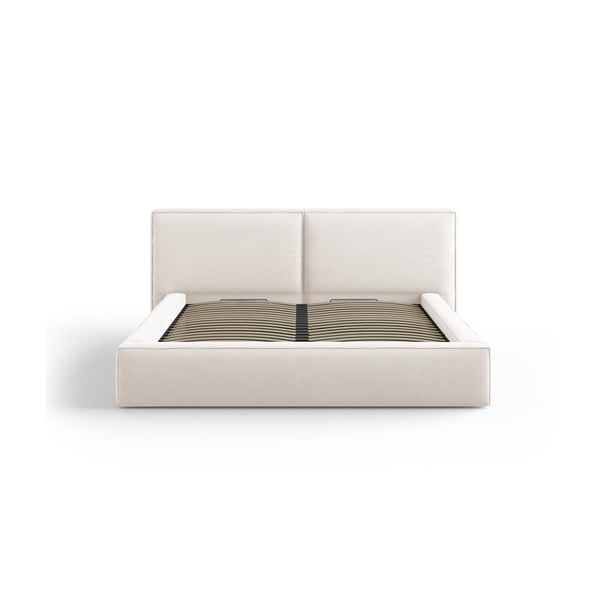 Bež tapecirani bračni krevet s prostorom za pohranu s podnicom 200x200 cm Arendal – Cosmopolitan Design-image-2