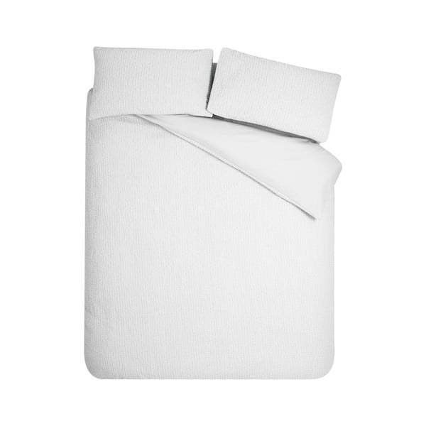 Bijela posteljina za bračni krevet/za produženi krevet od krepa 230x220 cm Crinkle Seersucker – Catherine Lansfield