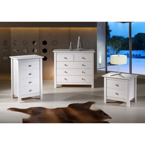 Bijeli noćni ormarić od masivnog borovog drveta s 2 ladice Marckeric Berna-image-1