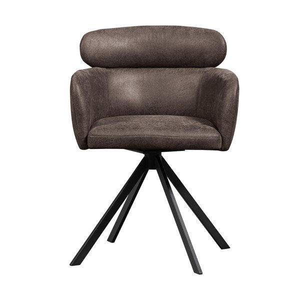 Tamno smeđa podstavljena blagovaonska stolica s naslonima za ruke Fenne – WOOOD-image-2