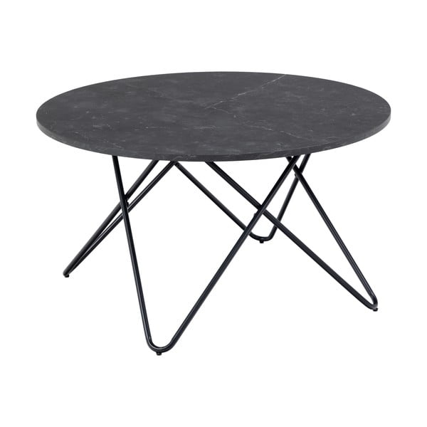 Crni okrugao stolić za kavu s pločom stola u mramornom dekoru ø 80 cm Wyre – Actona