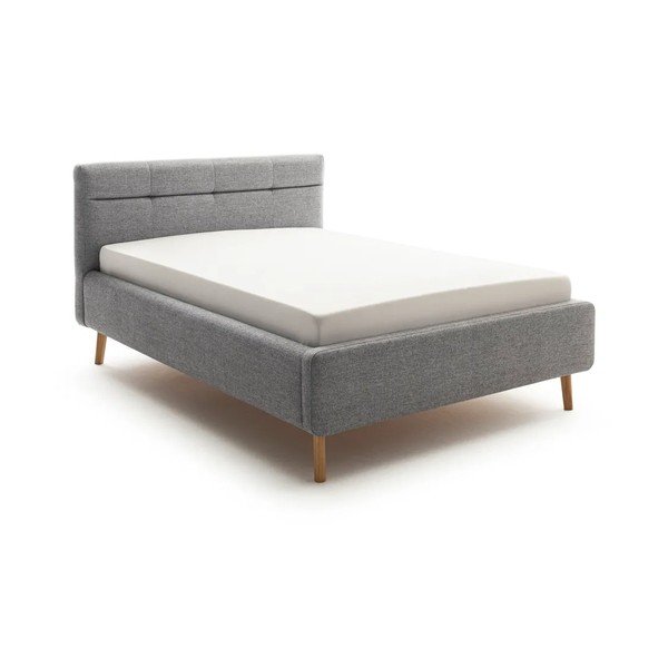 Sivi tapecirani bračni krevet s prostorom za odlaganje s podnicom 140x200 cm Lotte – Meise Möbel