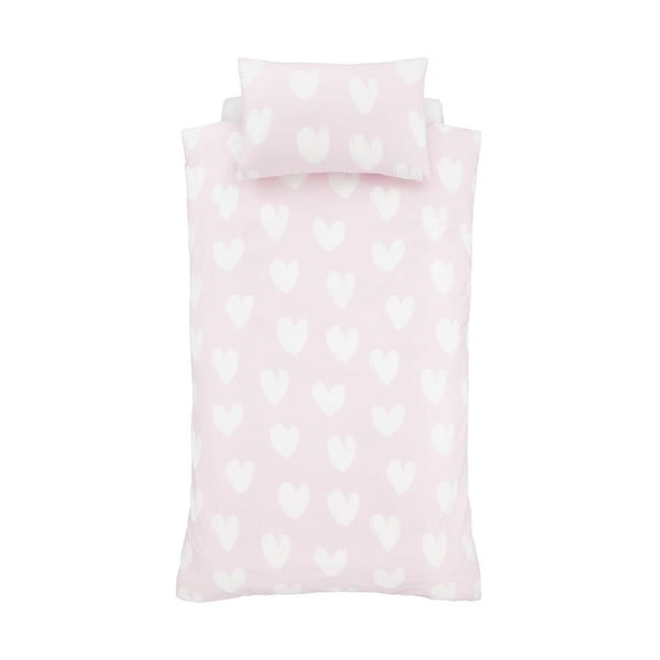 Ružičasta flanelska dječja posteljina za bračni krevet 200x200 cm Hearts – Catherine Lansfield