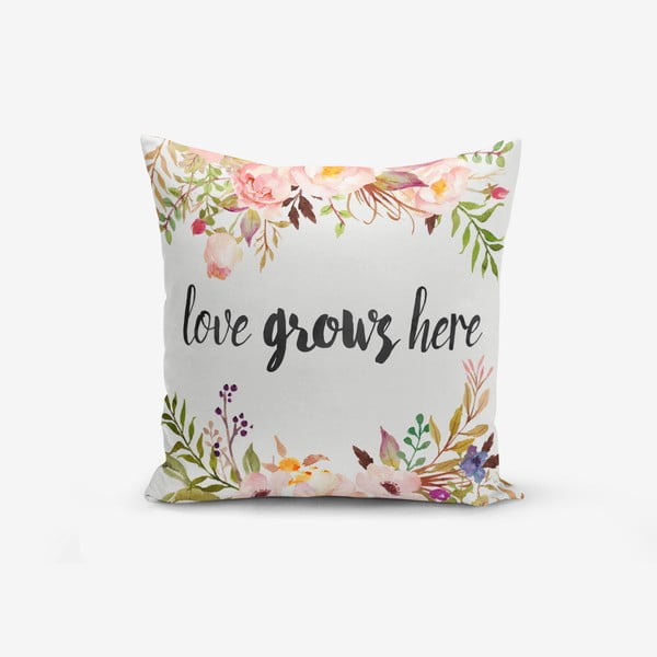 Pamučna ukrasna jastučnica Minimalist Cushion Covers Love Grows Here, 45 x 45 cm