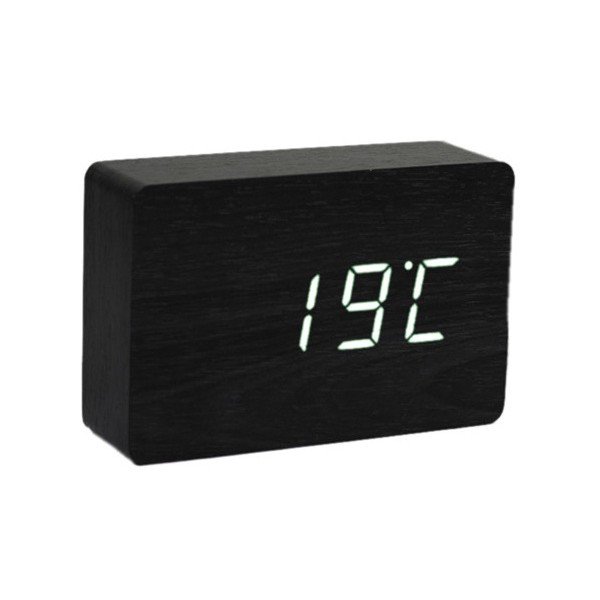 Crna budilica s bijelim LED zaslonom Gingko Brick Click Clock-image-4