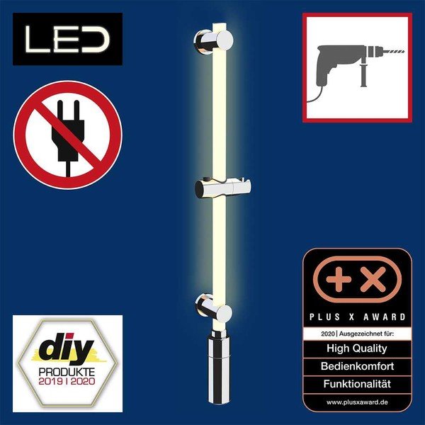 Zidna šipka za tuš u srebrnoj boji 74 cm LED – Wenko-image-1