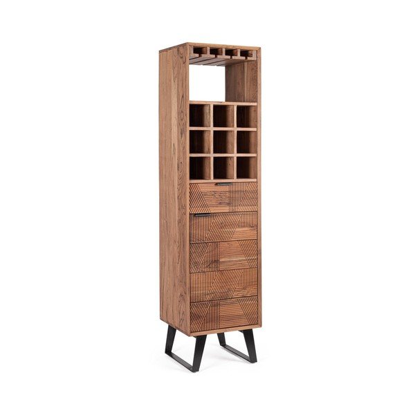 Vitrina za vino od masivnog bagrema u prirodnoj boji 45x180x40 cm Isar – Bizzotto-image-2