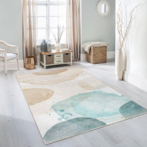 Krem/tirkizni perivi tepih 160x230 cm Puddle – Mila Home-image-1