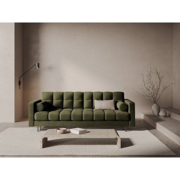 Zelena baršunasti sklopiva/s prostorom za odlaganje sofa 222 cm Bali – Cosmopolitan Design-image-1
