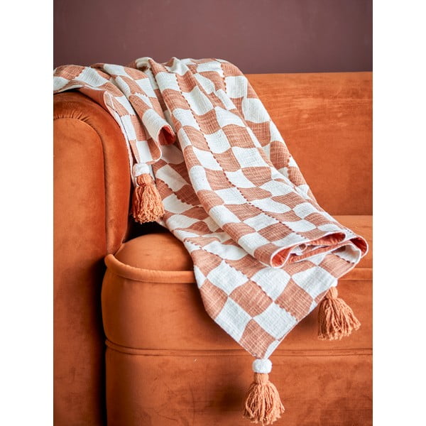 Smeđa/bež pamučna deka 130x150 cm Chola – Bloomingville-image-1