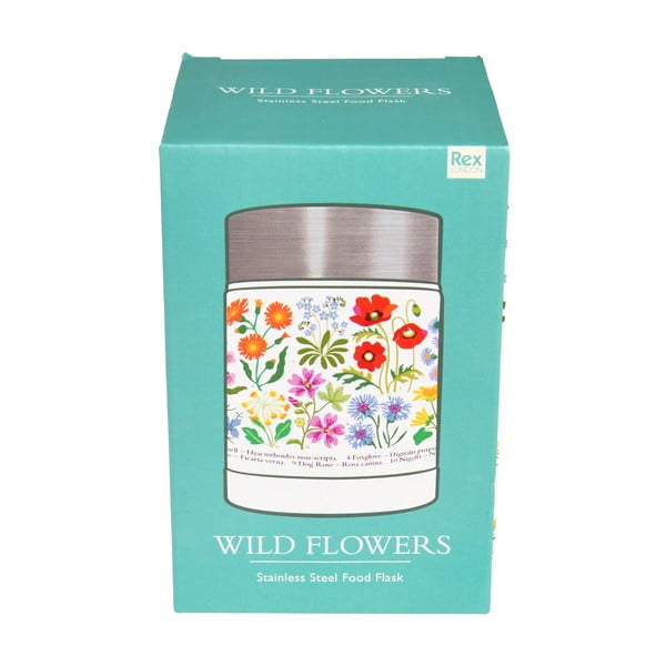 Krem/u srebrnoj boji termosica za hranu/dječja 450 ml Wild Flowers – Rex London-image-3