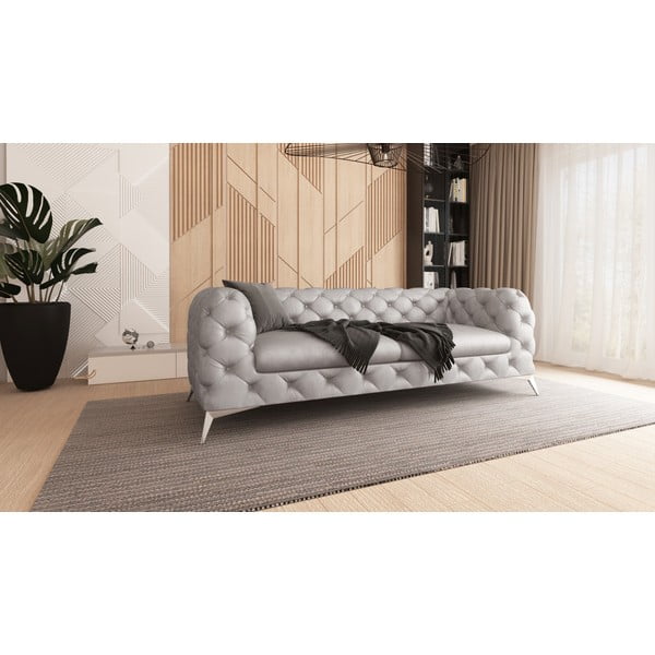 Svijetlo siva baršunasti sofa 225 cm Chelsea – Ropez-image-3