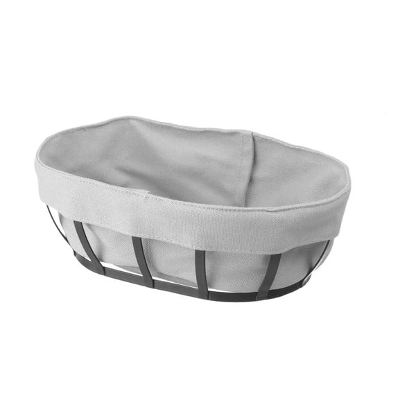 Crno-siva košara za pecivo s tekstilnom podstavom Hendi, 16 x 25 cm-image-2