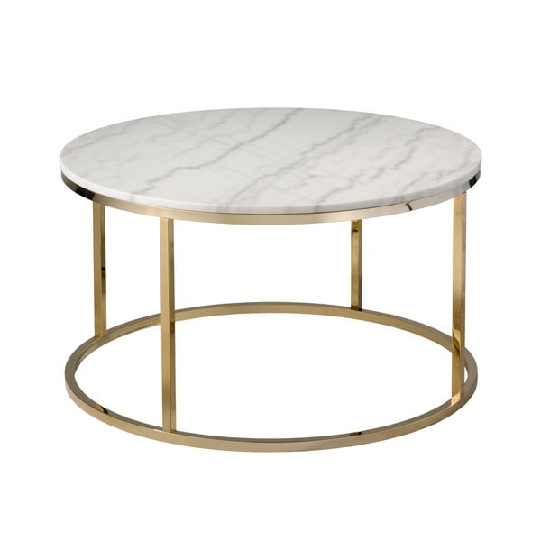 Stolić za kavu od bijelog mramora s postoljem u zlatnoj boji RGE Accent, ⌀ 85 cm