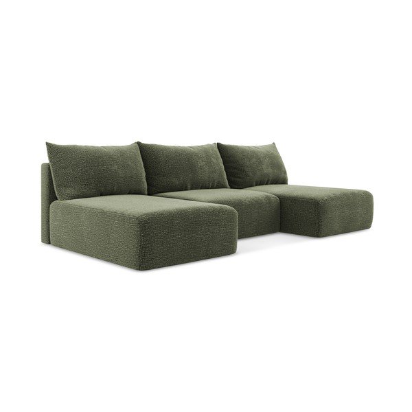 Zelena sklopiva/s prostorom za odlaganje kutna garnitura Kalena – Makamii-image-1