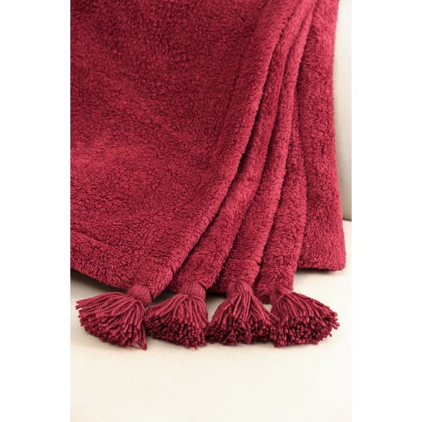 Crveni prekrivač od mikropliša za bračni krevet 200x220 cm Puffy – Mijolnir-image-3