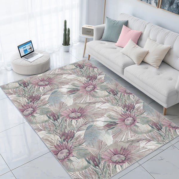 Ljubičasti/sivi perivi tepih 160x230 cm Dusty Flowers – Mila Home-image-3