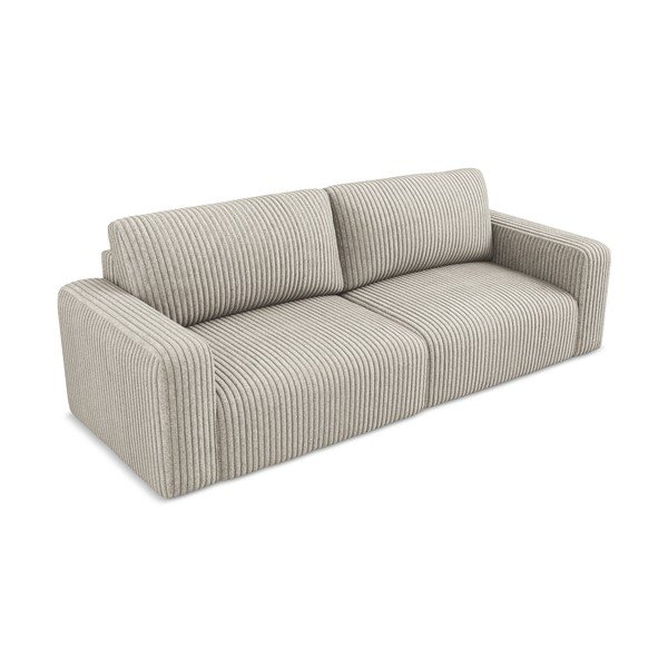 Bež sklopiva/s prostorom za odlaganje sofa od samta 252 cm Kona – Makamii-image-3