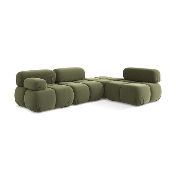 Svijetlo zelena baršunasti kutna garnitura (s desnim kutom) Lokua – Makamii-image-3