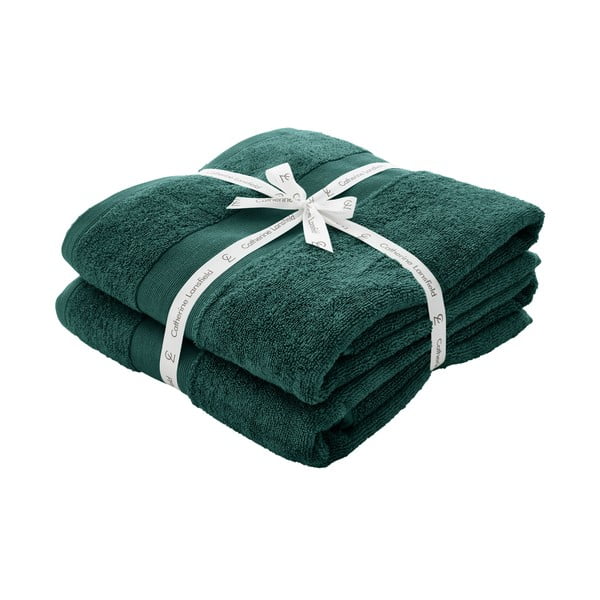 Tamno zeleni pamučni ručnici u setu 2 kom od frotira 90x140 cm Anti-Bacterial – Catherine Lansfield-image-4