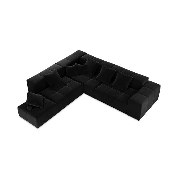 Crna baršunasta kutna garnitura (varijabilna) Rome Velvet - Cosmopolitan Design-image-3