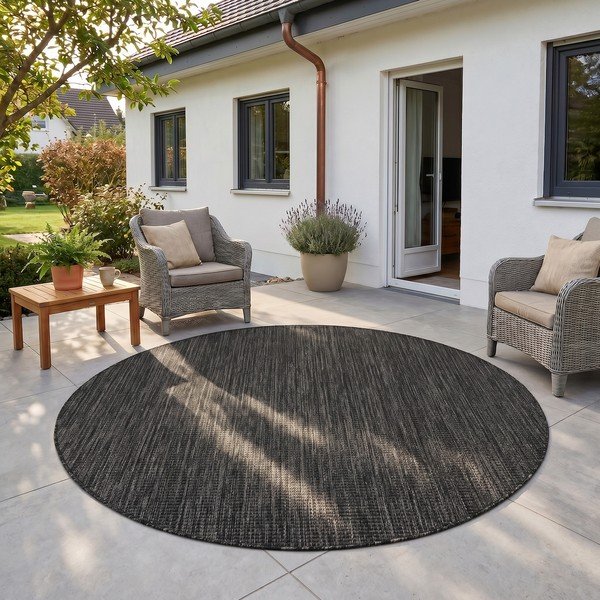 Crni okrugao unutarnji i vanjski tepih ø 120 cm Mira 1450 – Ayyildiz Carpets-image-1