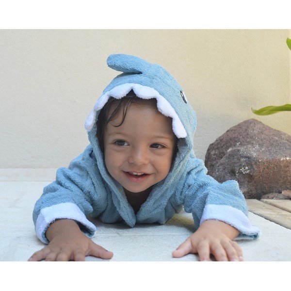 Plavi pamučni dječji kućni ogrtač veličine S Shark - Rocket Baby-image-4