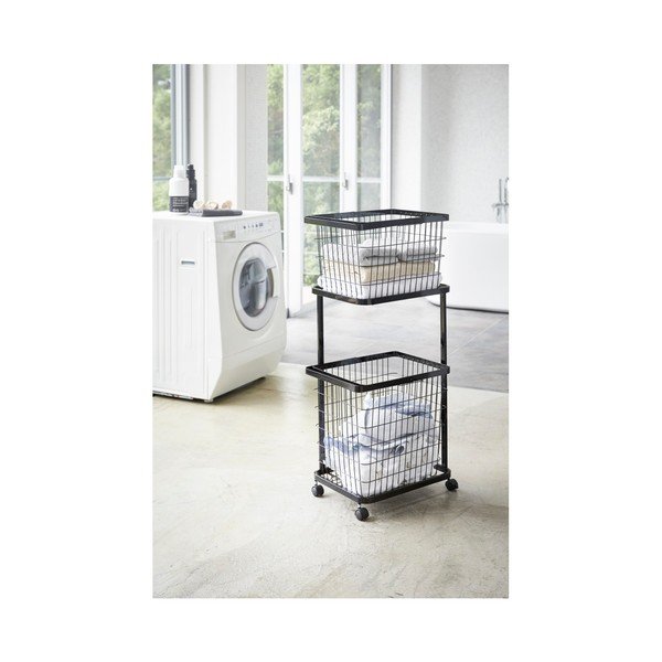 Crna kolica za košare za rublje YAMAZAKI Tower Laundry-image-1