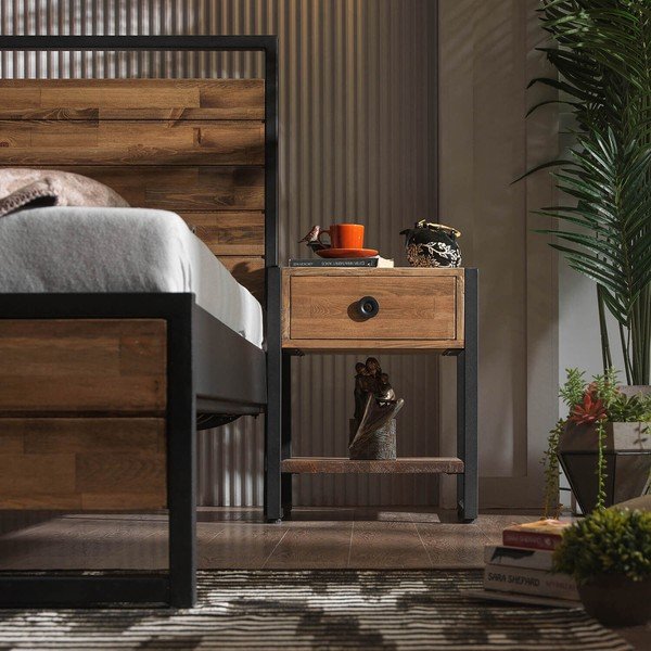 Crni/u prirodnoj boji bračni krevet s podnicom 140x200 cm Ariane – Kalune Design-image-4