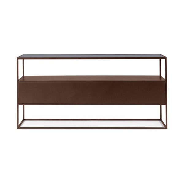 Tamno smeđi pomoćni stol sa staklenom pločom stola 30x140 cm Godric – Bizzotto