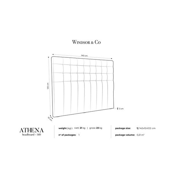 Sivo baršunasto uzglavlje Windsor & Co Sofas Athena, 140 x 120 cm-image-4
