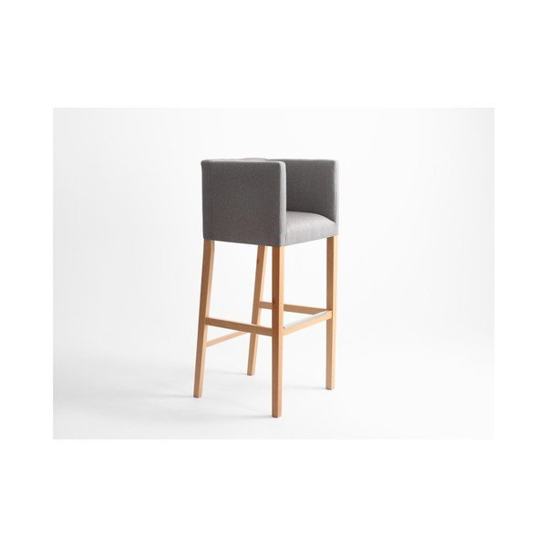 Siva barska stolica s naslonima za ruke i prirodnim nogama Custom Form Wilton-image-1