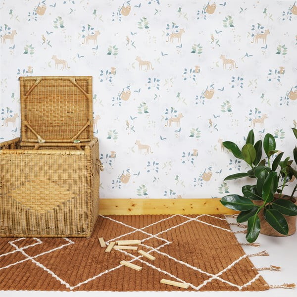 Smeđi ručno rađeni tepih od pamuka Nattiot Lassa, 100 x 150 cm-image-1