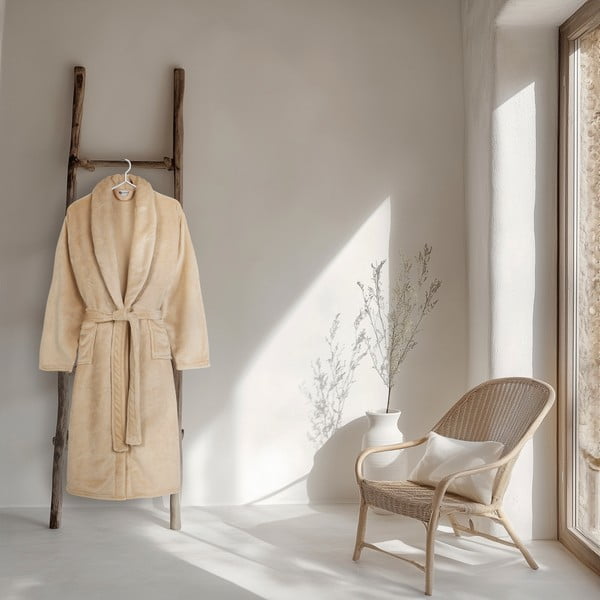 Bež kućni ogrtač od mikropliša XL/XXL Polyvelvet – Good Morning-image-1