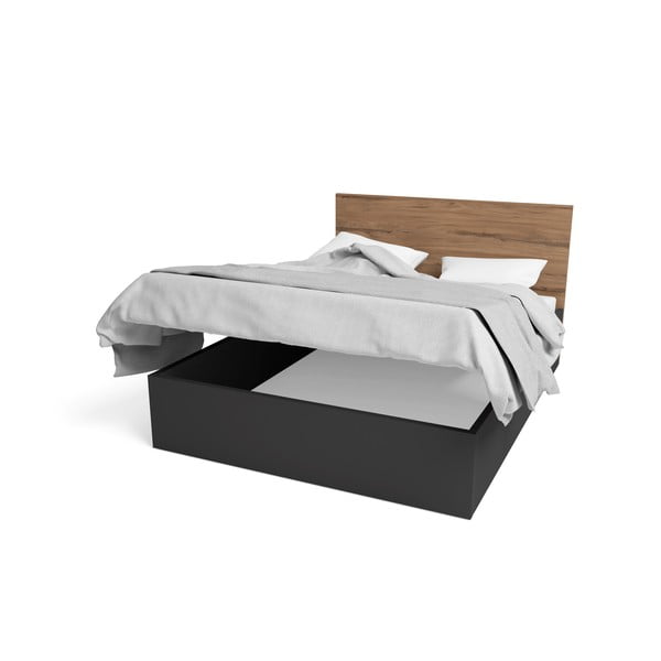 Crni bračni krevet s prostorom za odlaganje i podnicom 160x200 cm Malta - Marckeric-image-2
