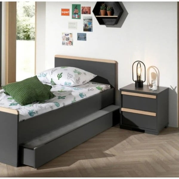 Tamno sivi dječji noćni ormarić London – Vipack-image-1