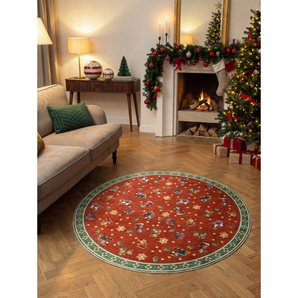 Crveni/zeleni okrugao tepih s božićnim motivom ø 200 cm Toy's Delight Nostalgic Noel Red Green – Villeroy&Boch-image-1