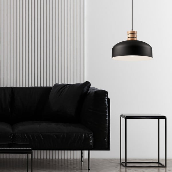 Crna viseća svjetiljka s metalnim sjenilom ø 30 cm Cosmo – LAMKUR-image-1