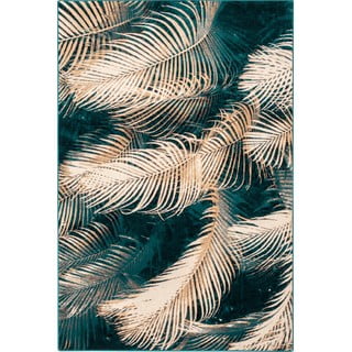 Petrolej zeleni vuneni tepih 133x180 cm Areca – Agnella