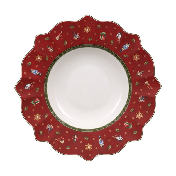 Tanjur od crvenog dubokog porculana s božićnim motivom Villeroy & Boch, ø 26 cm