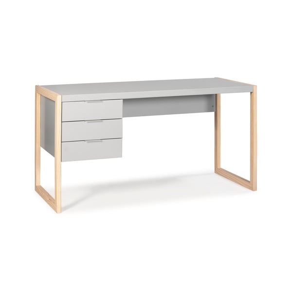 Sivi radni stol s nogama od borovine Marckeric Frank-image-2