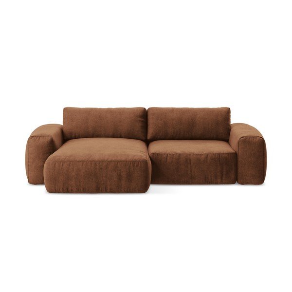 Sklopiva kutna garnitura od šenila boja terakote (s lijevim kutom/s ležaljkom) Kuki – Makamii