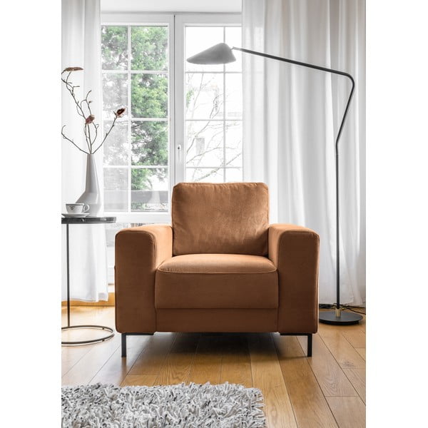 Narančasta/smeđa fotelja od samta Lofty Lilly – Miuform-image-1