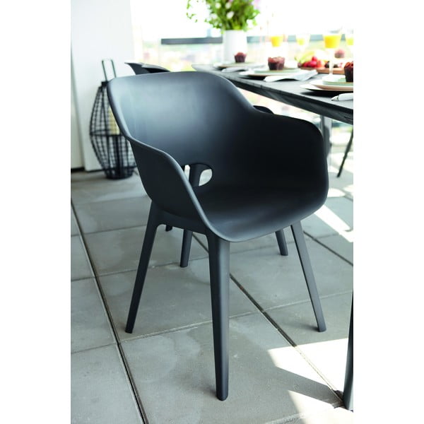 Tamno sive plastične vrtne stolice u setu 2 kom Akola – Keter-image-1