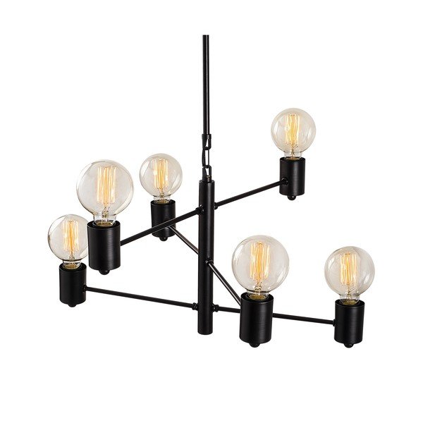 Crna viseća svjetiljka za 6 žarulja Opviq lights Hexa Long-image-3