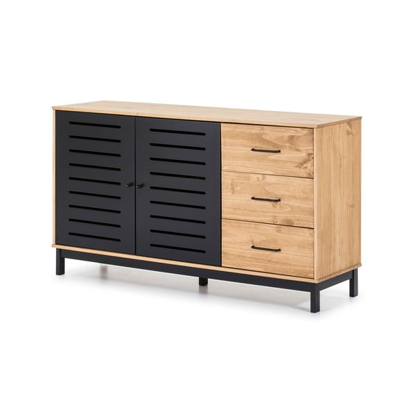 Komoda s drvenom konstrukcijom i crnim detaljima Marckeric Alessia, širina 141 cm-image-3