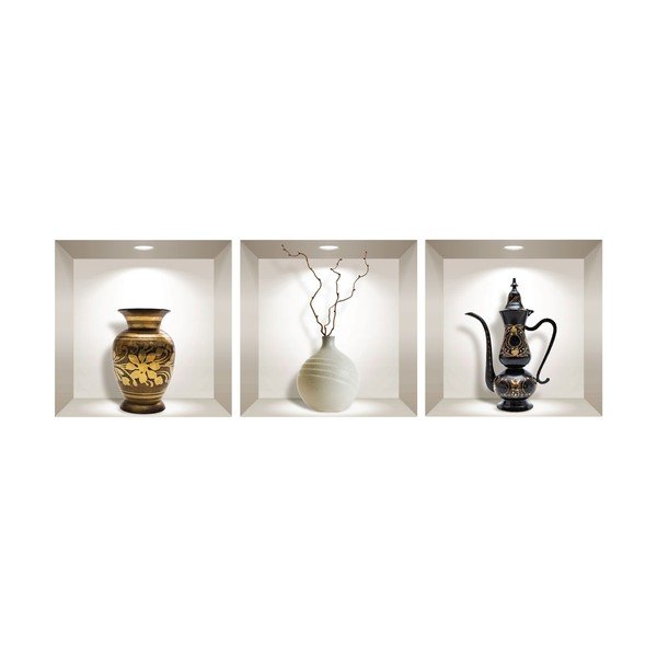 Set od 3 zidne 3D samoljepljive naljepnice Ambiance Decorative Objects-image-2